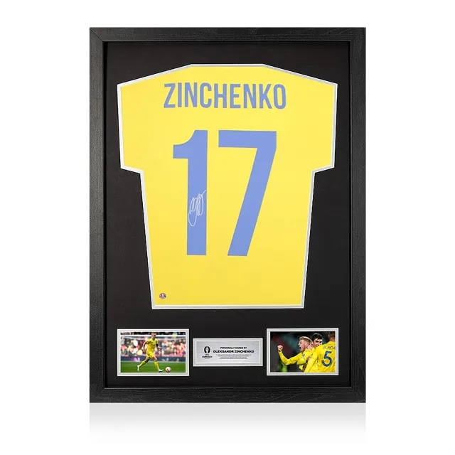 Icons UEFA 2024 Oleksandr Zinchenko Back Signed and Framed Game4Ukraine Shirt