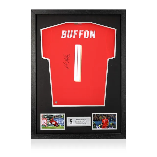 Icons UEFA 2024 Gianluigi Buffon Official Back Signed and Framed Italy 2016-17 Goalkeeper Shirt