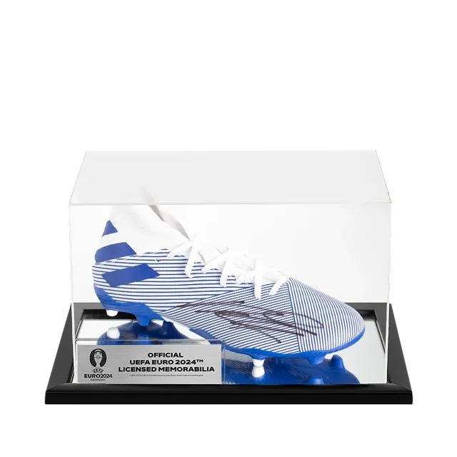 UEFA 2024 Declan Rice Official Signed Adidas Nemesis Football Boot In Acrylic Case