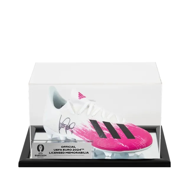 UEFA 2024 Luis Garcia Official Signed Pink and White Adidas Boot In Acrylic Case