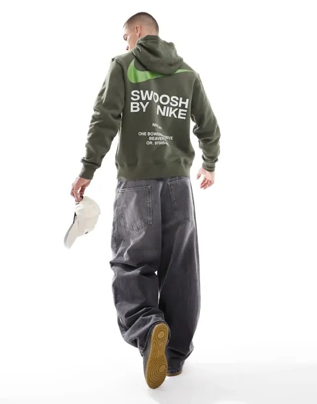 Nike Swoosh Logo Hoodie - Green - Mens
