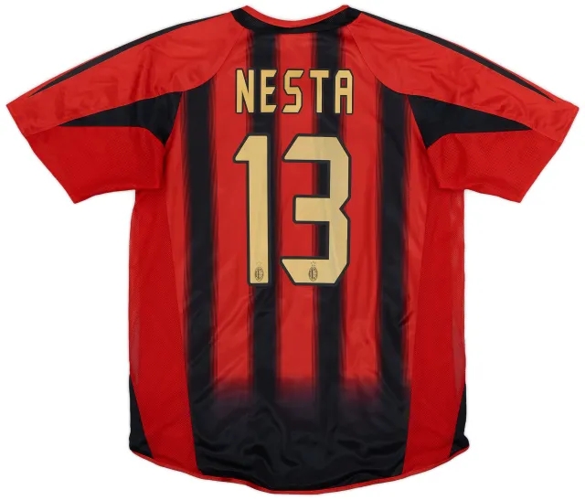adidas 2004-05 AC Milan Player Issue Home Shirt Nesta #13 - 8/10 - (L)