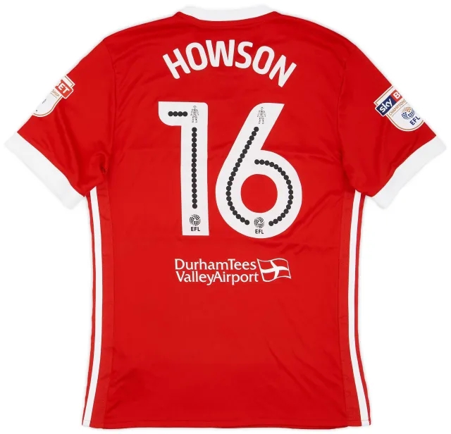 adidas 2017-18 Middlesbrough Match Issue Home Shirt Howson #16