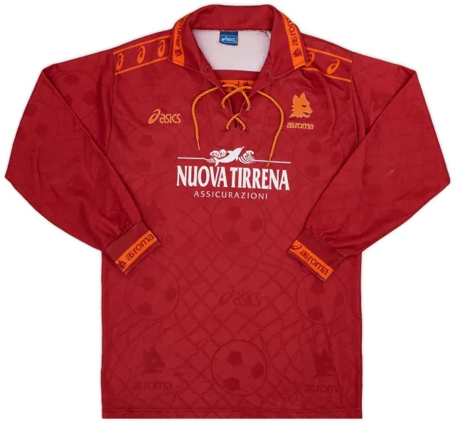 Asics 1994-95 Roma Home L/S Shirt - 8/10 - (L)
