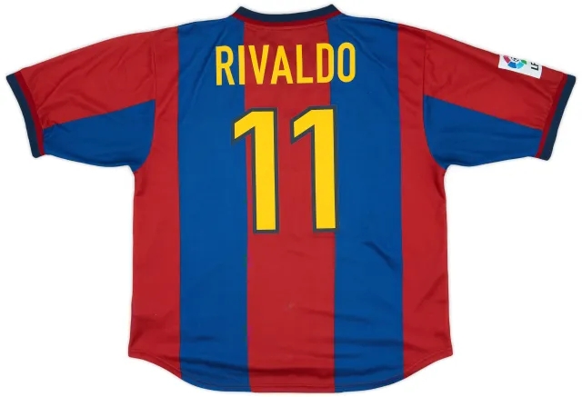 Nike 1998-00 Barcelona Home Shirt Rivaldo #11 - 6/10 - (XL)