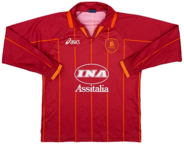 Asics 1996-97 Roma Home L/S Shirt - 6/10 - (XL.Boys)