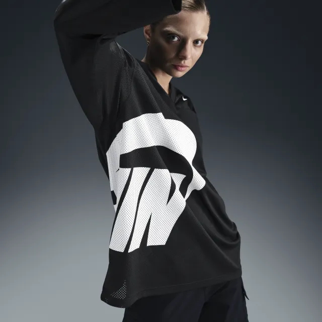 Nike Dance Logo Long Sleeve Jersey In Black
