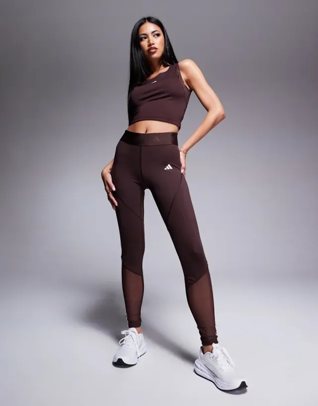 Adidas Training Hyperglam Leggings In Brown