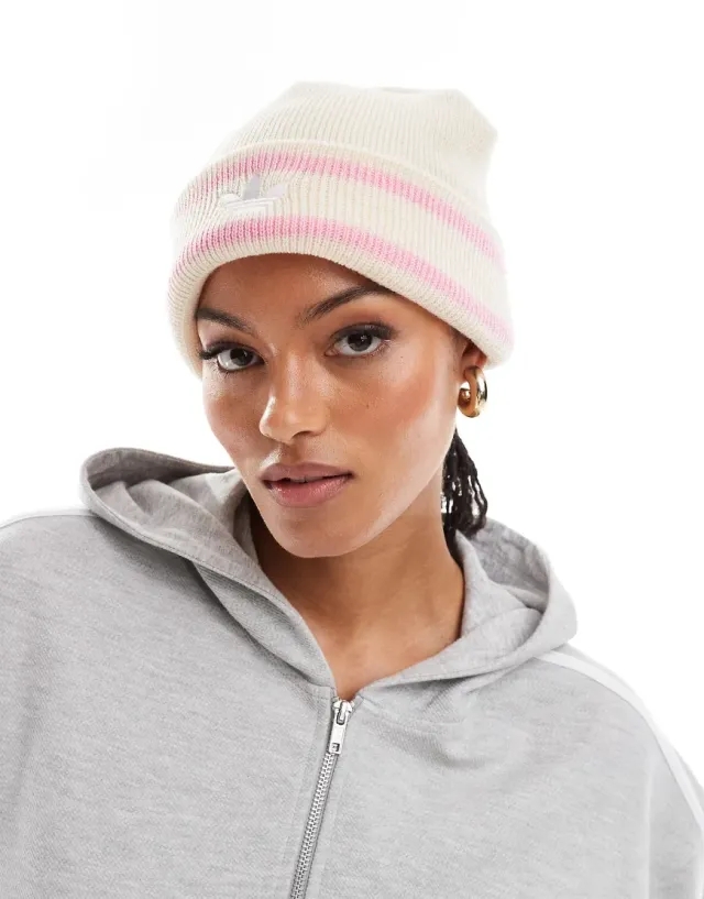 Adidas Originals 70S Beanie In Beige And Pink-Neutral