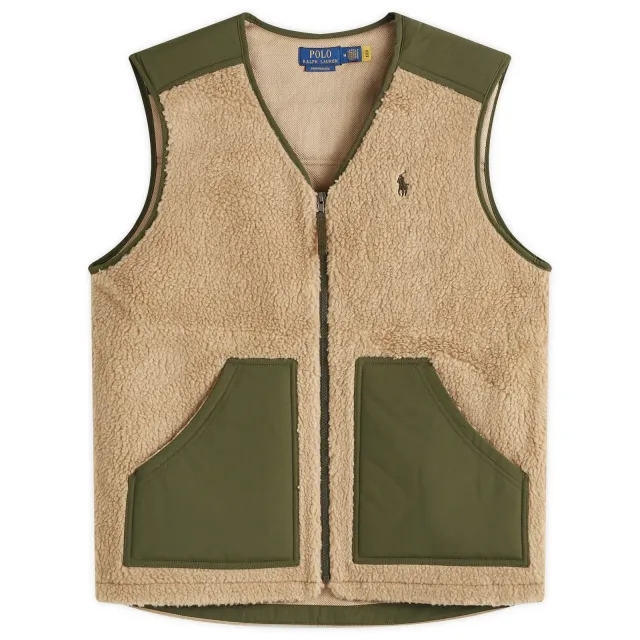 Polo Ralph Lauren Men's Zip Through Gilet Desert Khaki/Dark Loden