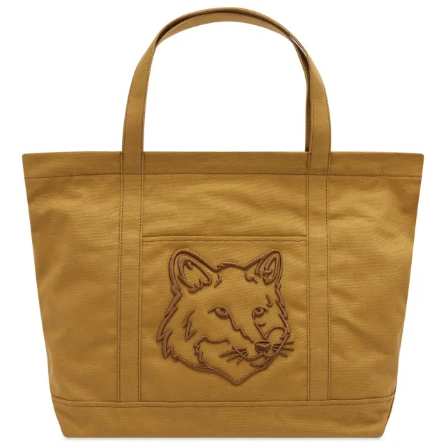 Maison Kitsuné Maison Kitsune Fox Head Large Tote Bag Chesnut