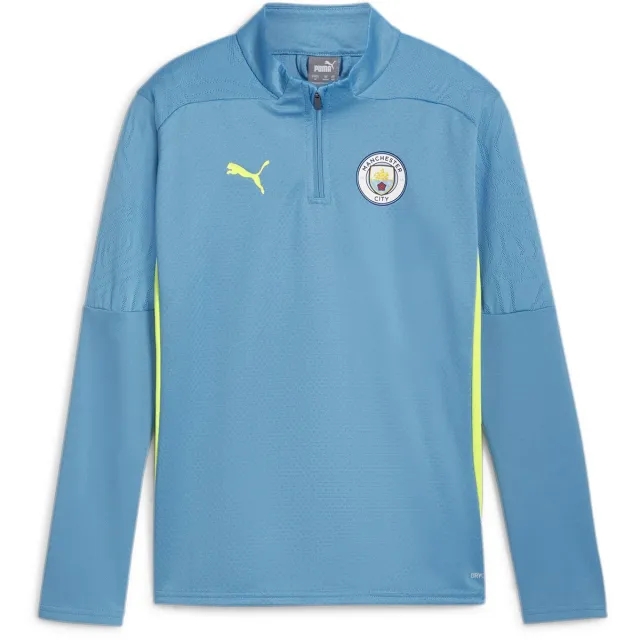 Puma Manchester City Training Shirt 1/4 Zip - Magic Blue/Yellow Glow Kids - ['Blue']