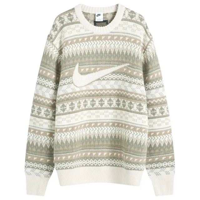 Nike Life Fair Isle Swoosh Jumper, Cream