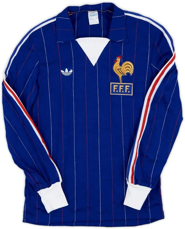adidas 1980-82 France Home L/S Shirt - 9/10 - (S)