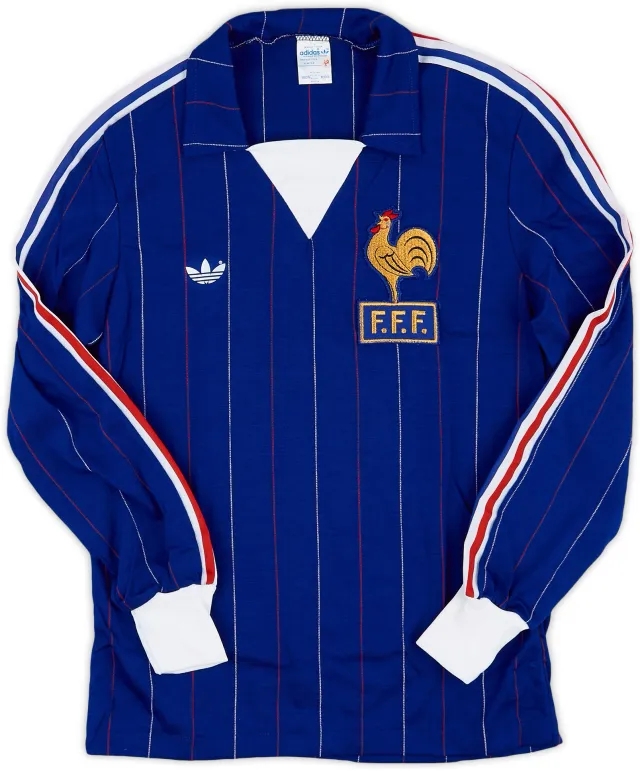 adidas 1980-82 France Home L/S Shirt - 9/10 - (S)