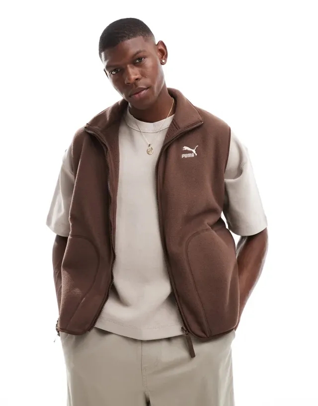 PUMA Classics Relaxed Vest Men Jacket, Espresso Brown