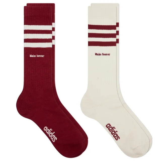 Adidas x Wales Bonner Three Stripe Sock Wonder White/Burgundy