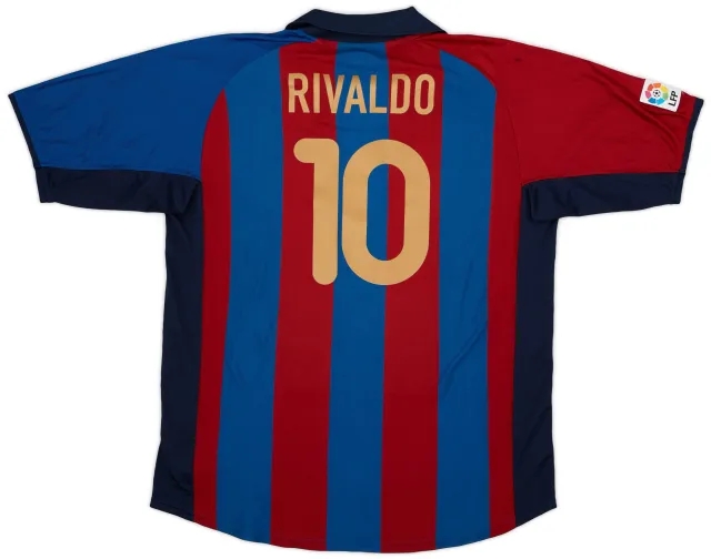Nike 2001-02 Barcelona Home Shirt Rivaldo #10 - 6/10 - (XL)