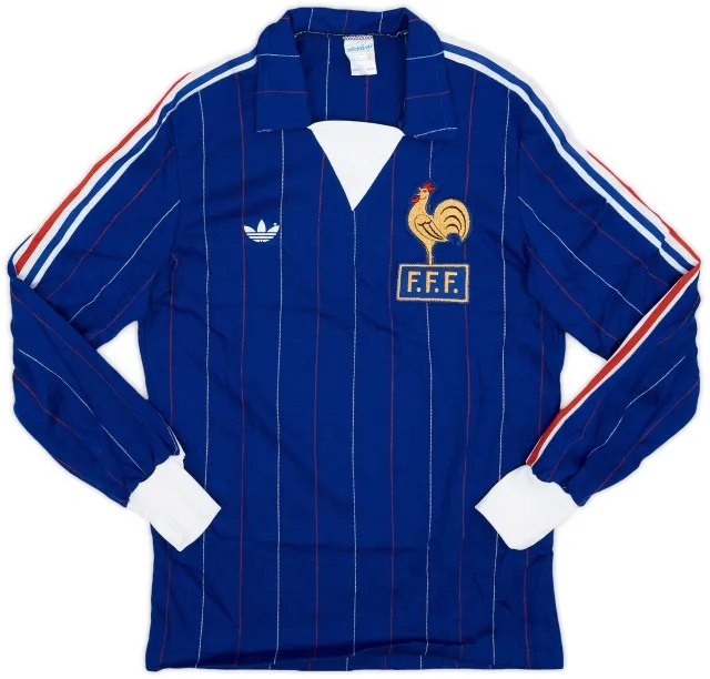 adidas 1980-82 France Home L/S Shirt - 9/10 - (S)
