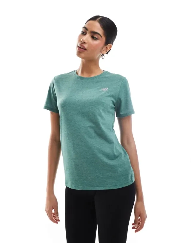 New Balance Sport Essentials Heathertech T-Shirt In Green-Brown