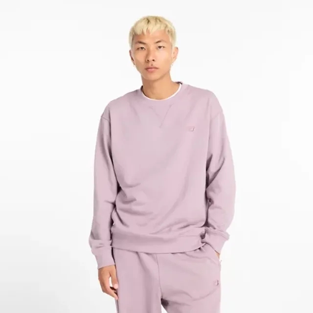 New Balance Men's Athletics French Terry Crew in Purple Cotton