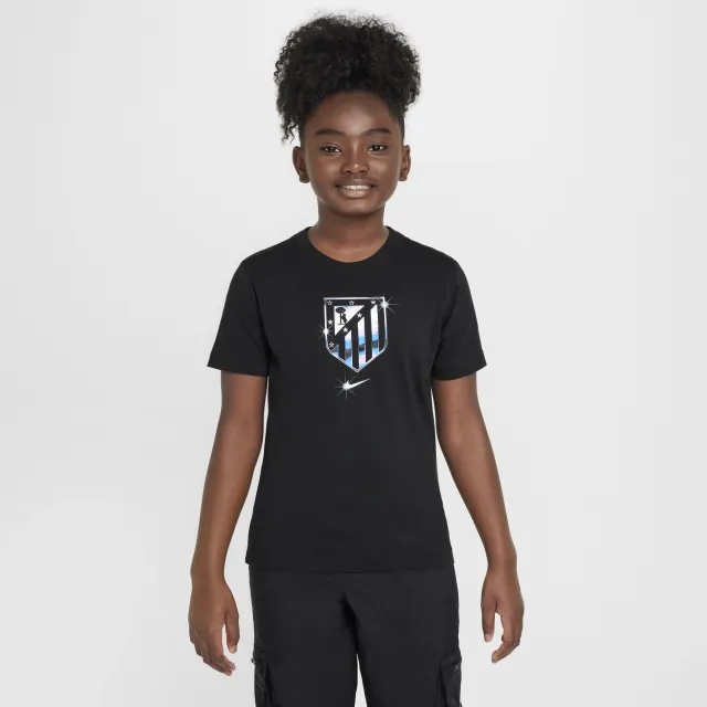 Atlético Madrid Older Kids' Nike Football T-Shirt - Black - Cotton