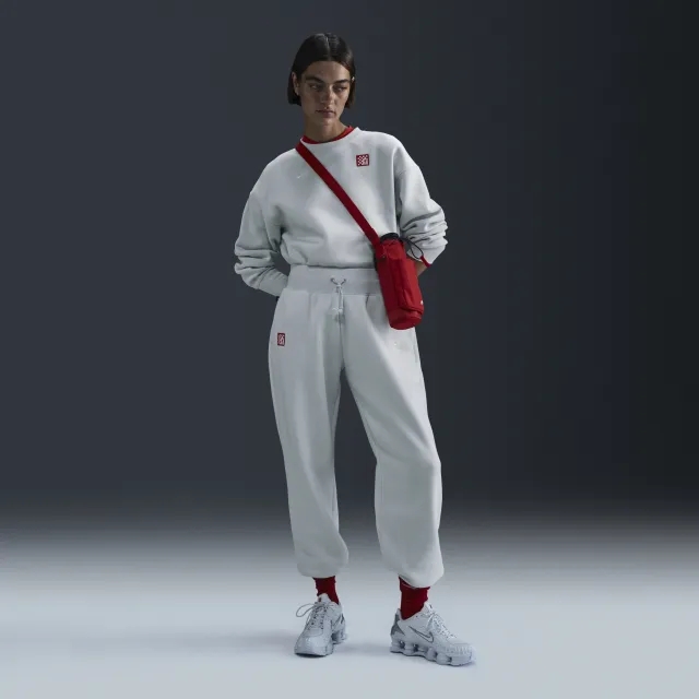 Liverpool F.C. Phoenix Fleece Third Women's Nike Football High-Waisted Oversized Pants - Grey - Cotton/Polyester