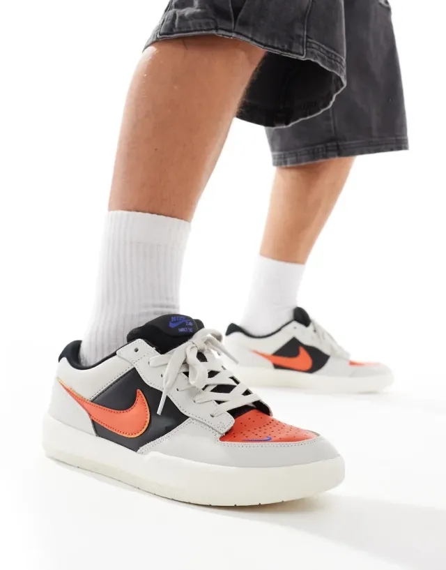 Nike Sb Force 58 Premium Trainers In Grey, Black And Orange