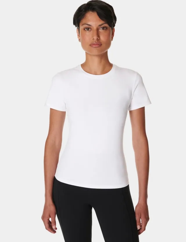 Nike Sweaty Betty Women's Essential Sculpt Short Sleeve Top - White - M - Size: Medium