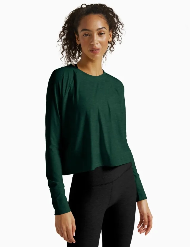 Nike Beyond Yoga Women's FEATHERWEIGHT DAYDREAMER PULLOVERDARK SPRUCE GREEN HEATHER -  Size: XS