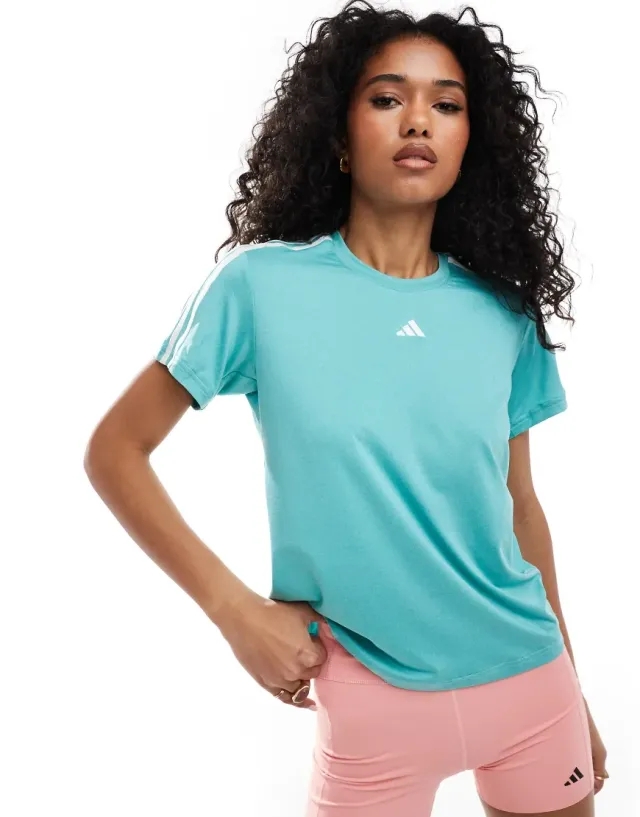 adidas Aeroready Train Essentials 3 Stripes T-Shirt, Mint