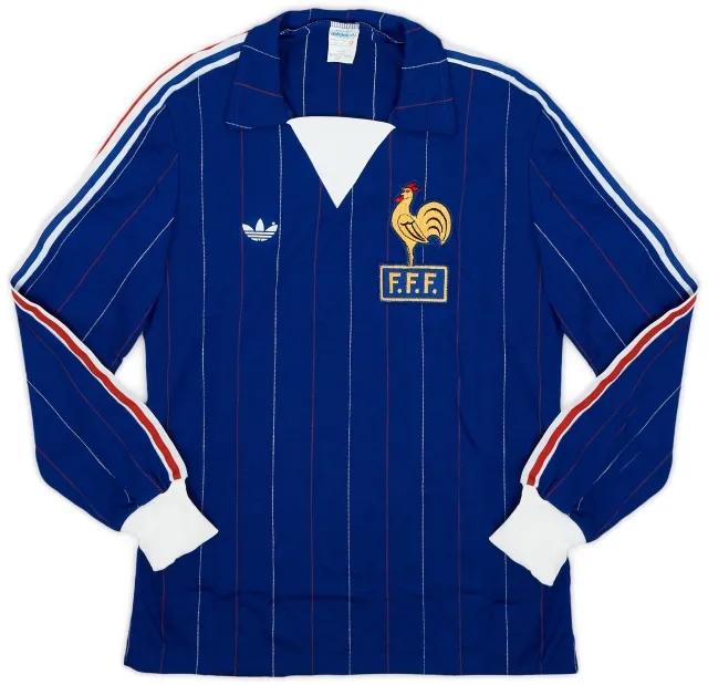 adidas 1980-82 France Home L/S Shirt - 8/10 - (S)