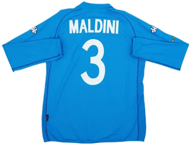Kappa 2002 Italy Home L/S Shirt Maldini #3 - 8/10 - (XXL)