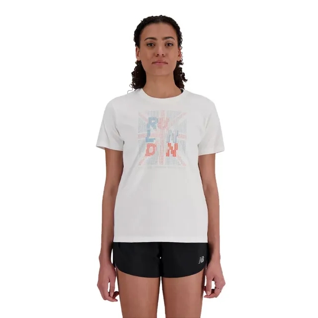 New Balance Women's London Edition Graphic T-Shirt in White Cotton Jersey