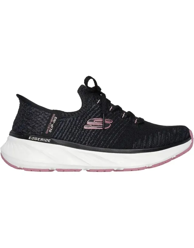Skechers Women's Slip-ins Relaxed Fit: Edgeride Sneaker in Black/Pink