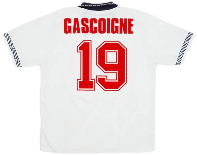 Umbro 1990-92 England Home Shirt Gascoigne #19 - 8/10 - (L)