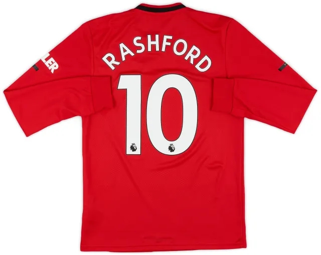 adidas 2019-20 Manchester United Home L/S Shirt Rashford #10 - 8/10 - (S)