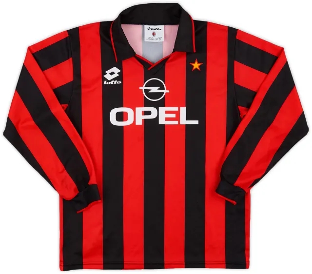 Lotto 1994-95 AC Milan Home L/S Shirt - 8/10 - (XL.Boys)