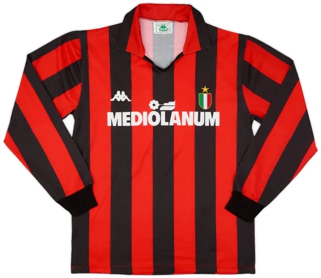 Kappa 1988-89 AC Milan Home L/S Shirt #9 - 7/10 - (M)