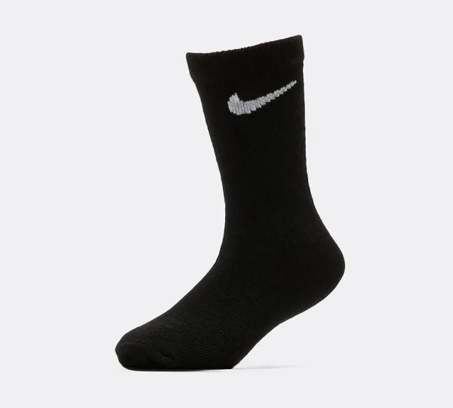 Nike Children 6 Pack Everyday Cushioned Sock - Black - Size 6.5-9.5 - Black