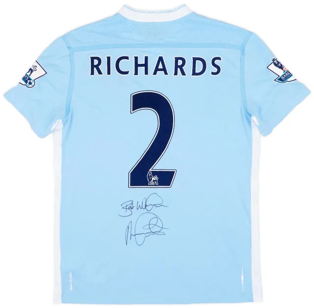 Umbro 2011-12 Manchester City Match Issue Signed Home Shirt Richards #2