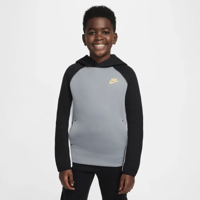 Nike Sportswear Tech Fleece Older Kids' (Boys') Pullover Hoodie - Grey - Cotton/Polyester