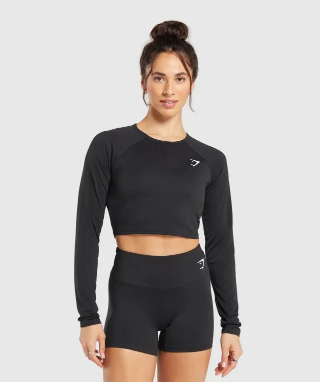 Gymshark Training Long Sleeve Crop Top - Black