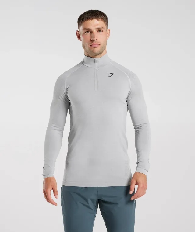 Gymshark Vital Seamless 1/4 Zip - Light Grey/Smokey Grey