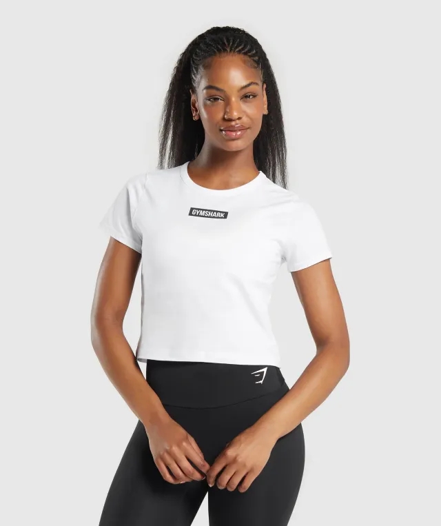 Gymshark Block Crop Top - White