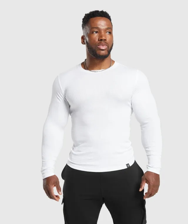 Asics Ribbed Long Sleeve T-Shirt - White
