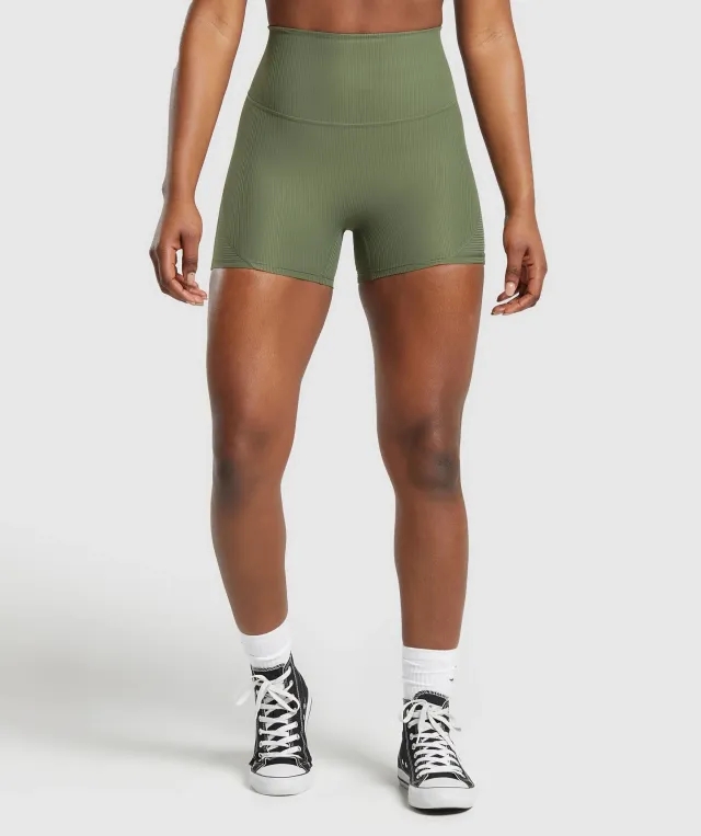 Gymshark Ribbed Shorts - Core Olive