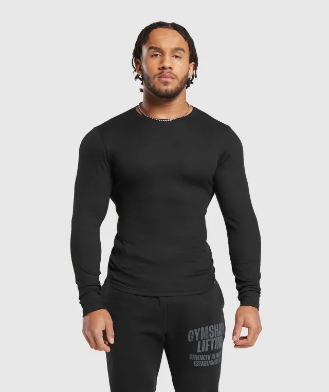 Asics Ribbed Long Sleeve T-Shirt - Black