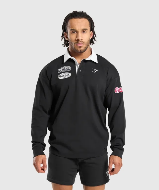 Gymshark Rugby Shirt - Black/White