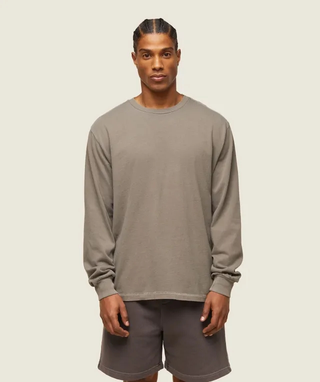 Gymshark everywear Relaxed Long Sleeve Tee - Linen Brown
